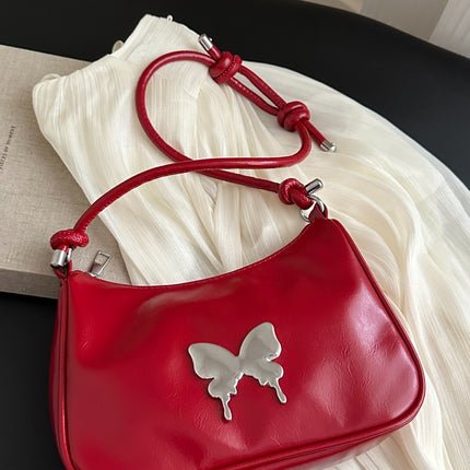 Butterfly PU Leather Knotted Strap Shoulder Bag