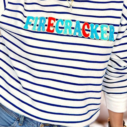 FIRECRACKER Striped Long Sleeve Sweatshirt