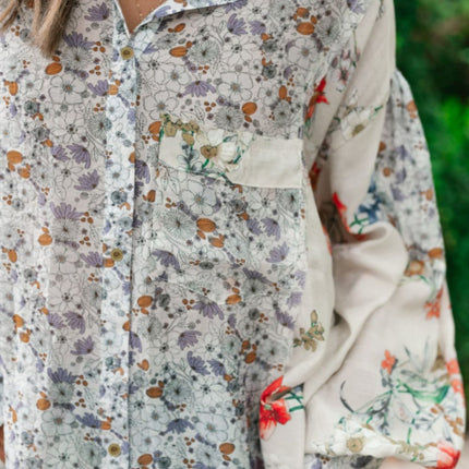 Floral Collared Neck Long Sleeve Shirt