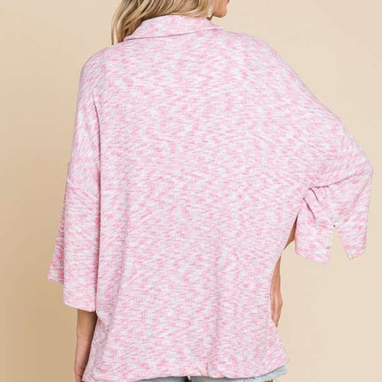 Culture Code Button Up Drop Shoulder Slit Shirt