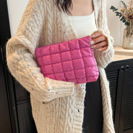 Quilted Plaid Clutch with Zipper