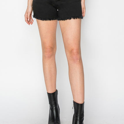 RISEN Full Size High Waist Raw Hem Denim Shorts