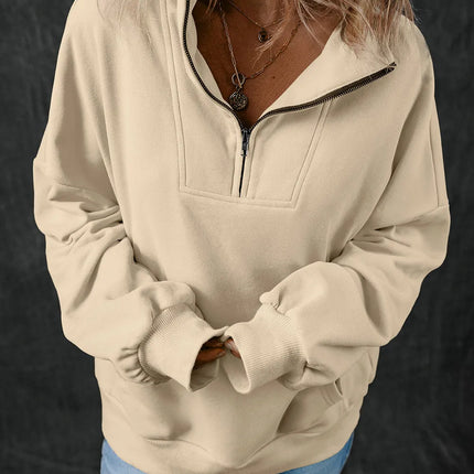 Half Zip Long Sleeve Sweatshirt - Vickie Lynn's