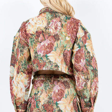 American Bazi Jacquard Cargo Cropped Jacket