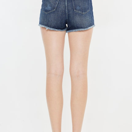Kancan Raw Hem Button Fly Denim Shorts