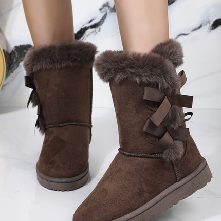 Bow Thermal Faux Fur Suede Boots