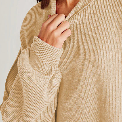 Double Take Side Slit Round Neck Long Sleeve Sweater