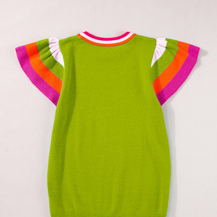 Color Block Round Neck Knit Top