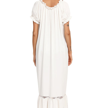 Lace Detail Short Sleeve Lounge Dress