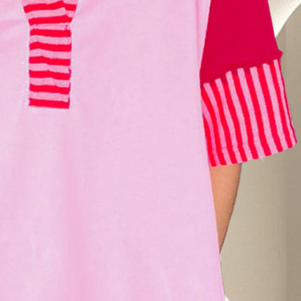 Color Block Johnny Collar Half Sleeve Dress