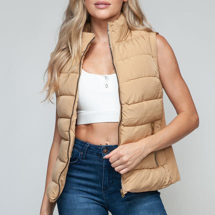 Snobbish Zip Up Turtleneck Vest with Pockets