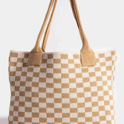 Fame Checkered Pattern Tote Bag