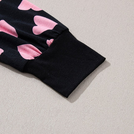 Heart Print Long Sleeve Top and Shorts Lounge Set - Vickie Lynn's