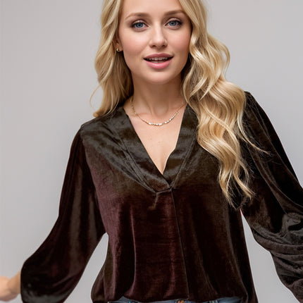 V-Neck Three-Quarter Sleeve Blouse