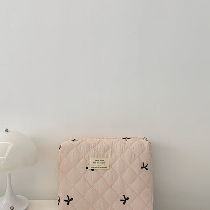 Bow Embroidered Quilted Storage Bag