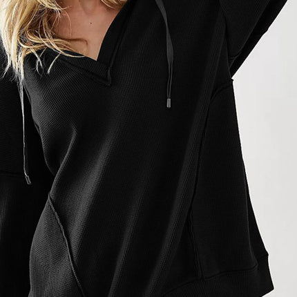 Exposed Seam Drawstring Long Sleeve Hoodie