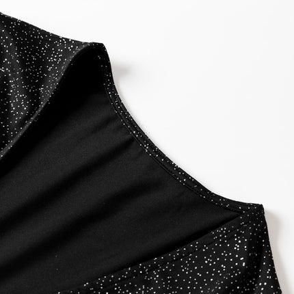 Glitter Surplice Long Sleeve Blouse