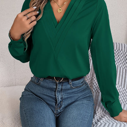 V-Neck Long Sleeve Blouse