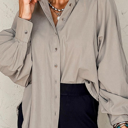 Button Down Collared Neck Long Sleeve Shirt