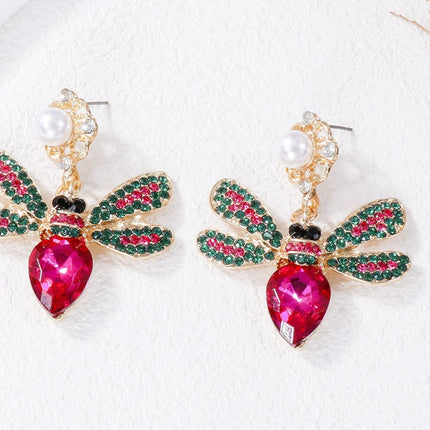 Natural Stone Bee Dangle Earrings