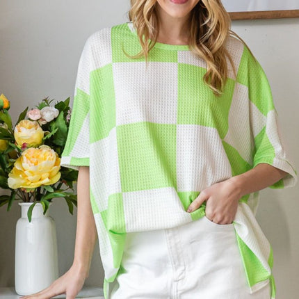 HOPELY Checkered Waffle Oversized T-Shirt