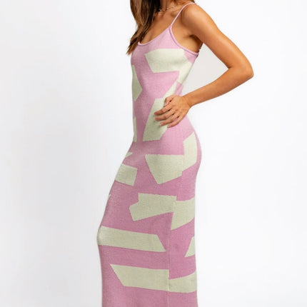 Tasha Apparel Abstract Contrast Maxi Sweater Cami Dress