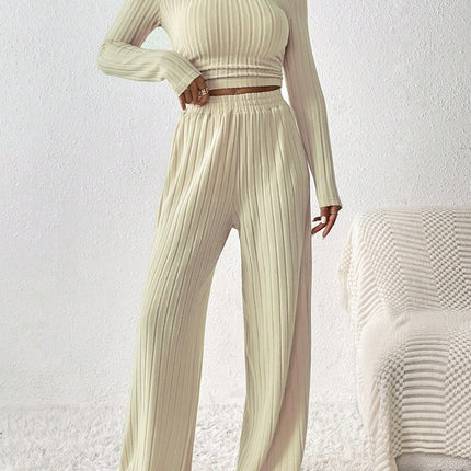 Scoop Neck Long Sleeve Top and Pants Set