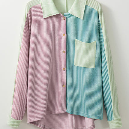 Color Block Corded Button Up Shacket