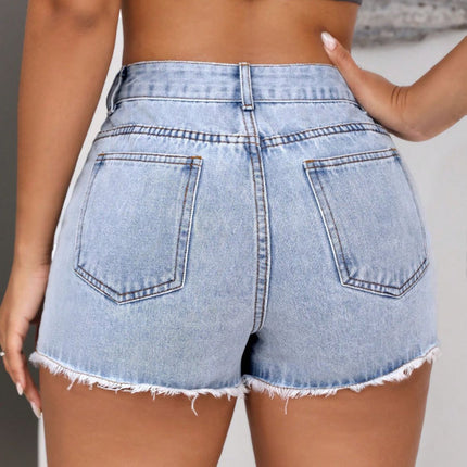 Raw Hem Pocketed Denim Shorts