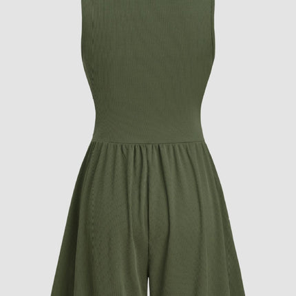 Ruched Plunge Sleeveless Romper