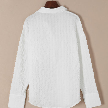 Texture Collared Neck Long Sleeve Shirt