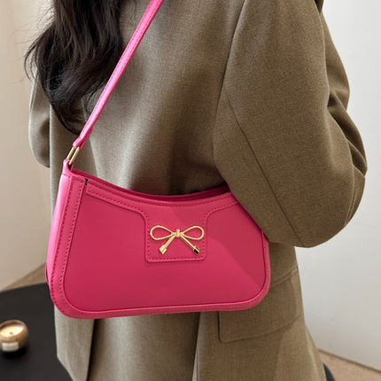 Bow Trim PU Leather Shoulder Bag