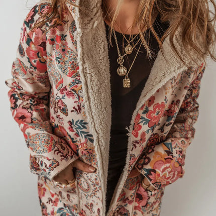 Printed Long Sleeve Hooded Jacket