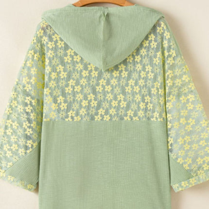 Peace Patch Batwing Sleeve Hooded Blouse