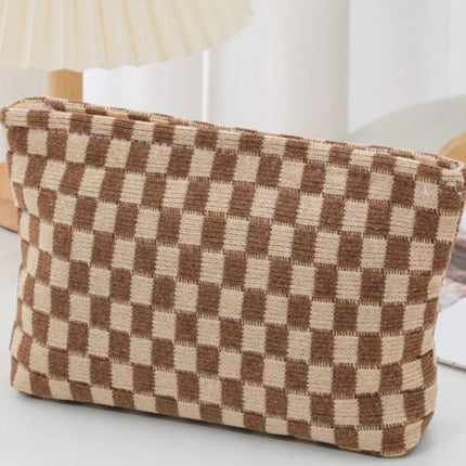 Zenana Checkered Makeup Clutch Bag