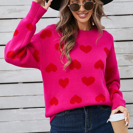 Angel Wings Heart Round Neck Long Sleeve Sweater