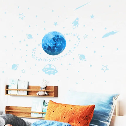 Blue Light Planet Meteor Luminous Wall Stickers Glow In The Dark Stars Stickers For Kids Rooms Bedroom Ceiling Home Decor Decals
