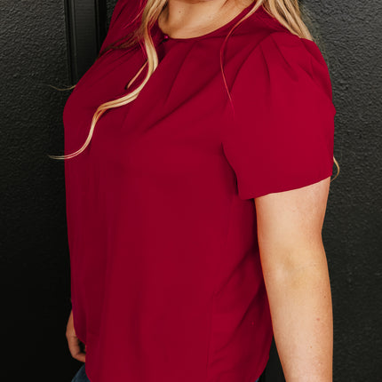 Plus Size Round Neck Short Sleeve Blouse