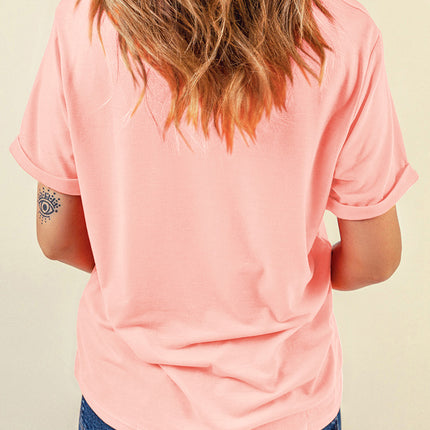 SHINE BRIGHT Round Neck Short Sleeve T-Shirt