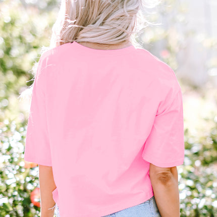 Sequin Flower Round Neck Half Sleeve T-Shirt