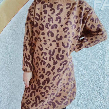 Leopard Round Neck Long Sleeve Sweater