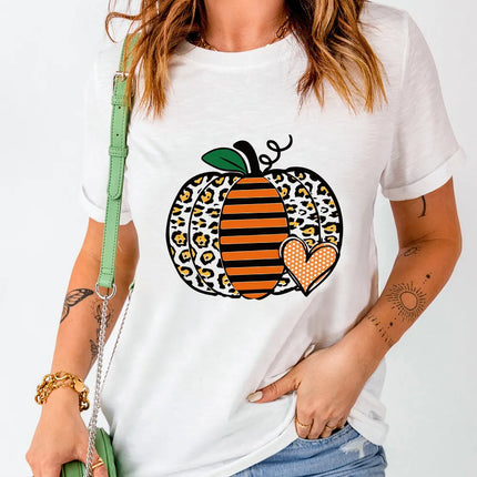 Pumpkin Graphic Round Neck Short Sleeve T-Shirt