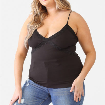 Zenobia Plus Size Lace Detail V-Neck Cami