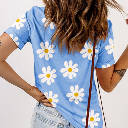 Printed Round Neck Short Sleeve T-Shirt