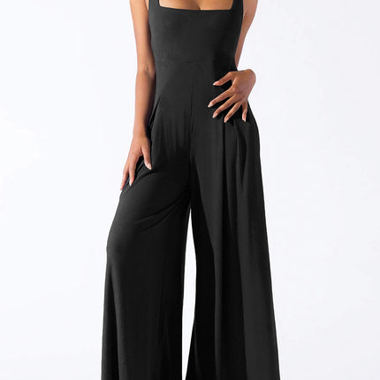 Square Neck Wide Strap Jumpsuit