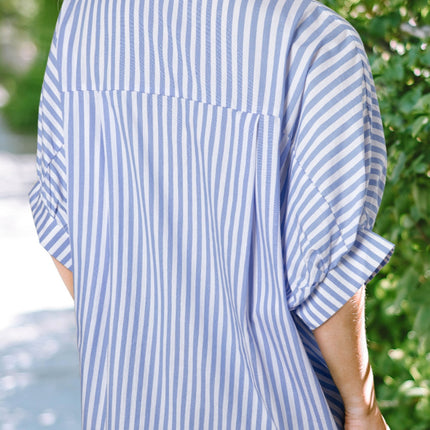 Striped Collared Neck Half Sleeve Shirt