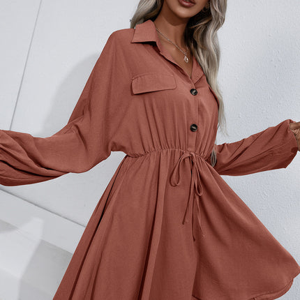 Ivy Lane Collared Tie Waist Button Up Shirt Dress