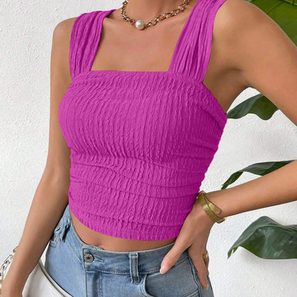 Textured Square Neck Wide Strap Tank