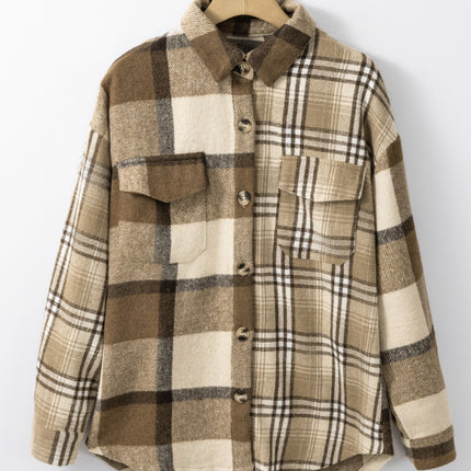 Plaid Button Up Flap Pocket Shacket