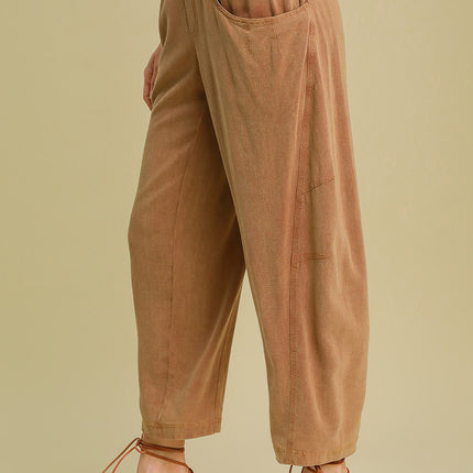 Umgee Elastic Waist Baggy Fit Pants with Pockets